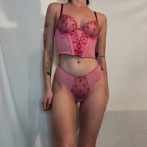Pink Hearts Corset Set